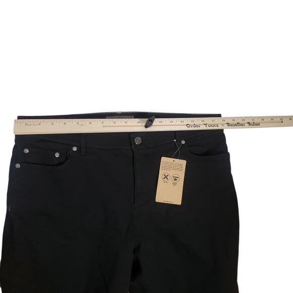 NEW LL Bean Flannel Lined Jeans Perfect Stretch Straight Leg Womens 16 Black - Picture 11 of 13